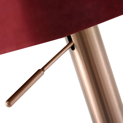 Nova Adjustable Bar Stool in Red Velvet & Rose Gold Stainless Steel by Whiteline Modern Living