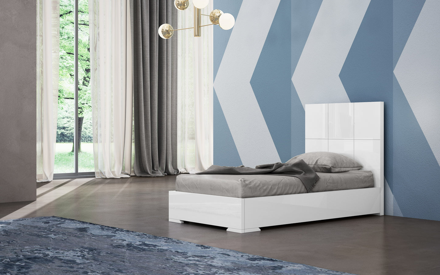 Anna Twin Bed in High Gloss White