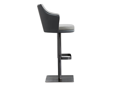 Baxter Swivel Adjustable Bar Stool in Light & Dark Grey Leatherette & Brushed Black Stainless by Whiteline Modern Living