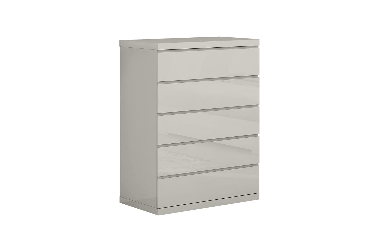 Anna 5 Drawer Chest in High Gloss Light Grey Finish