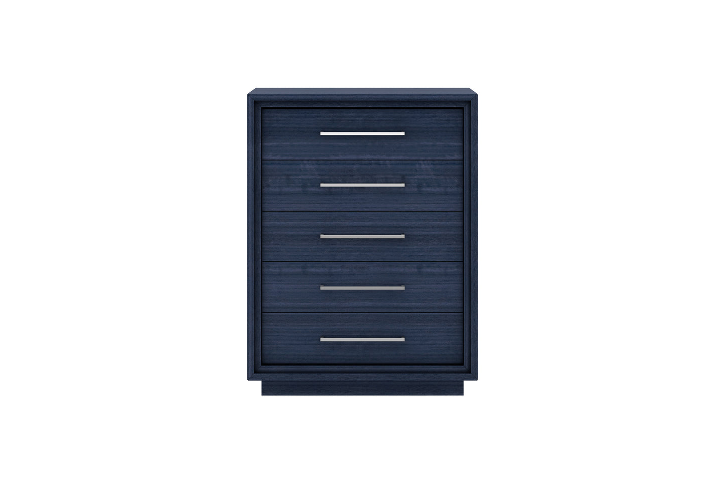 Alexander 5 Drawer Chest in High Gloss Saphire Blue & Stainless Steel