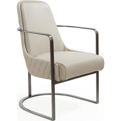 Bea Accent Chair in Light Grey Leatherette & Brushed Gun Black Steel by Whiteline Modern Living