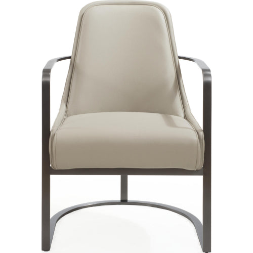 Bea Accent Chair in Light Grey Leatherette & Brushed Gun Black Steel by Whiteline Modern Living