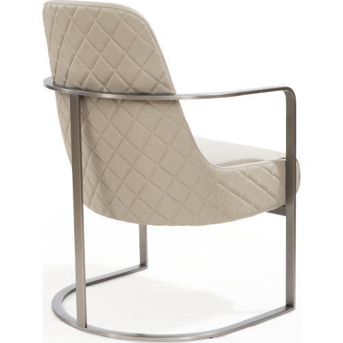 Bea Accent Chair in Light Grey Leatherette & Brushed Gun Black Steel by Whiteline Modern Living