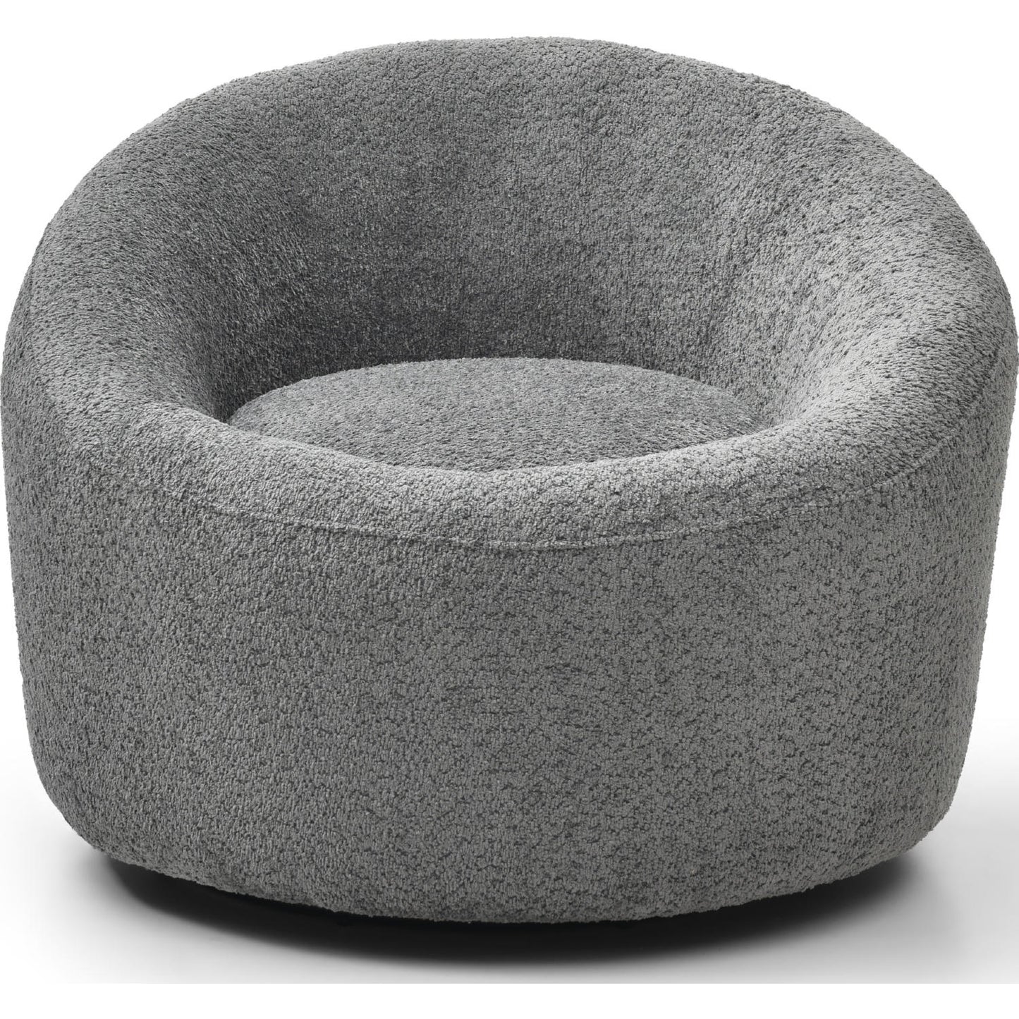 Perla Round Swivel Accent Chair in Dark Grey Boucle Fabric by Whiteline Modern Living