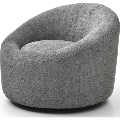 Perla Round Swivel Accent Chair in Dark Grey Boucle Fabric by Whiteline Modern Living