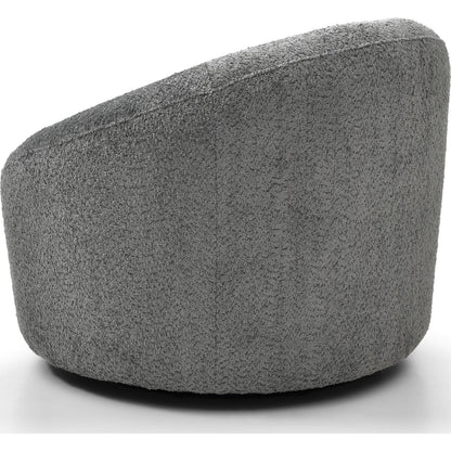 Perla Round Swivel Accent Chair in Dark Grey Boucle Fabric by Whiteline Modern Living