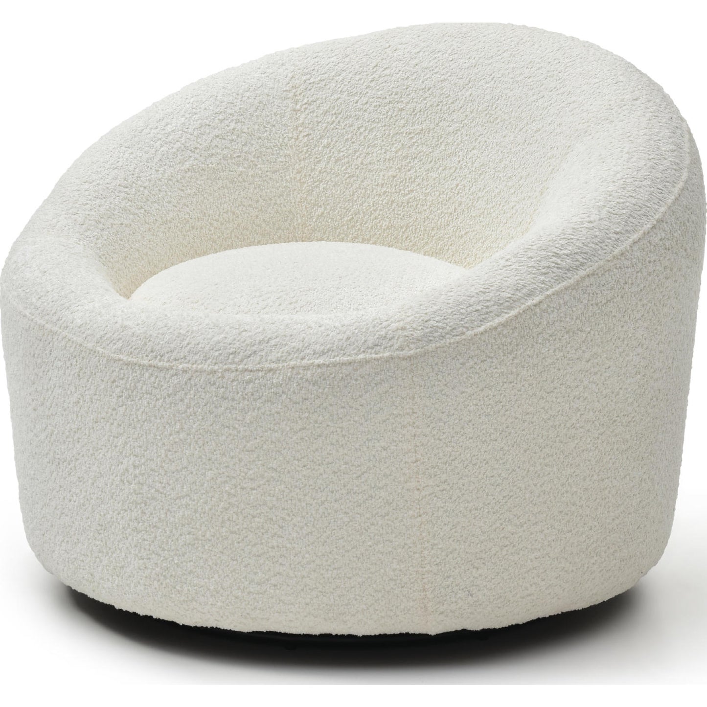 Perla Round Swivel Accent Chair in White Boucle Fabric by Whiteline Modern Living