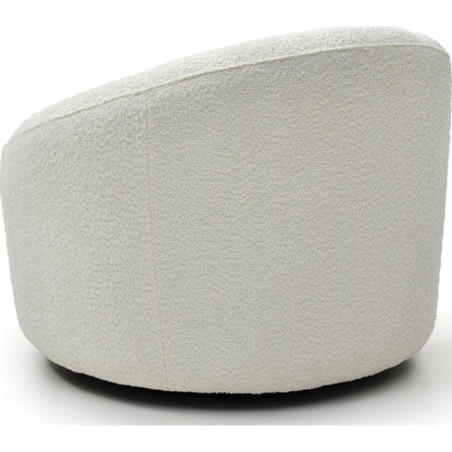 Perla Round Swivel Accent Chair in White Boucle Fabric by Whiteline Modern Living