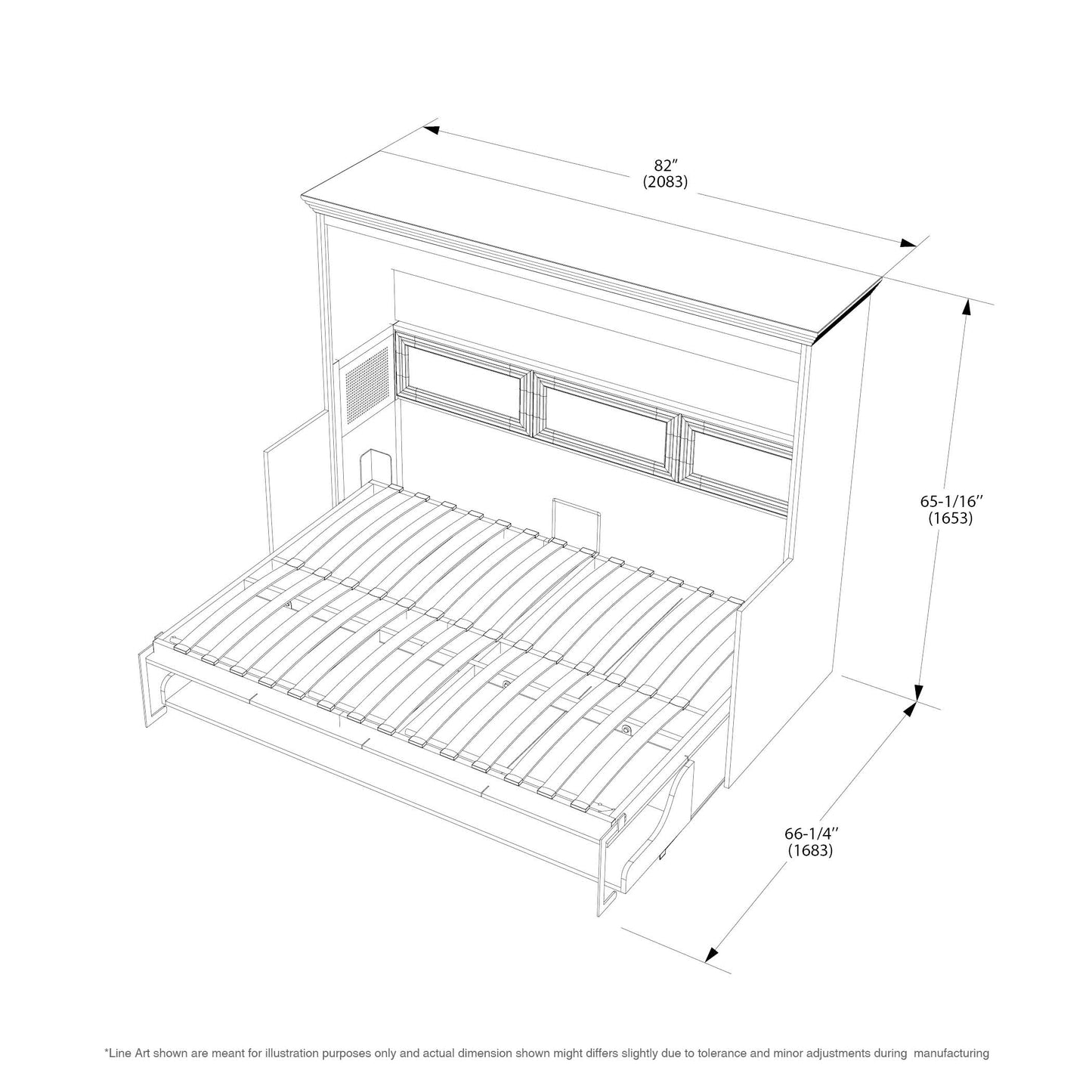 Murphy Bed With Desk, Full Size, Walnut Landscape Series by Leto Muro