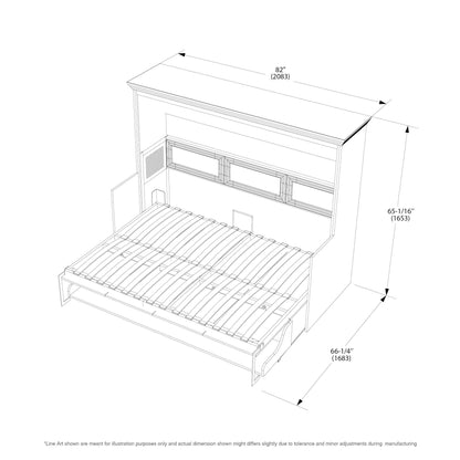 Murphy Bed With Desk, Full Size, Walnut Landscape Series by Leto Muro