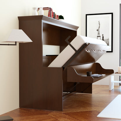 Murphy Bed With Desk, Full Size, Walnut Landscape Series by Leto Muro