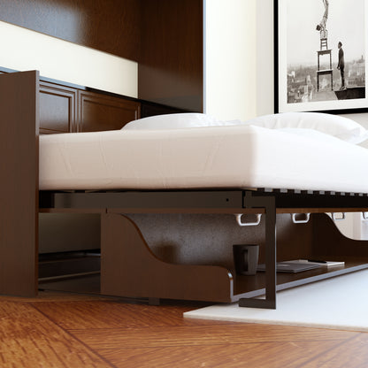 Murphy Bed With Desk, Full Size, Walnut Landscape Series by Leto Muro