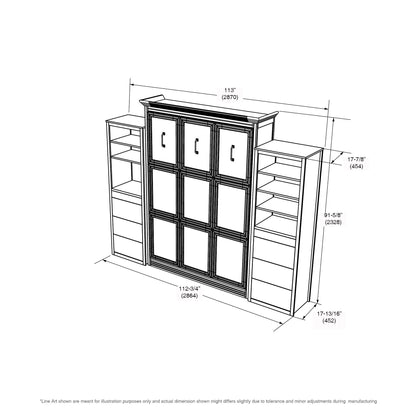 Queen Murphy Bed, 2 Storage Towers & Headboard, Chamberlain Vertical - Walnut