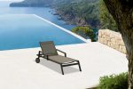 Bondi Outdoor Chaise Lounge in Taupe Texteline & Aluminum (Set of 2) by Whiteline Modern Living