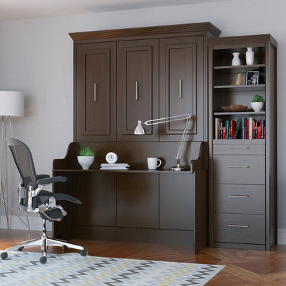 Murphy Bed With Desk & Storage Cabinet, Full Size Coventry Walnut by Leto Muro