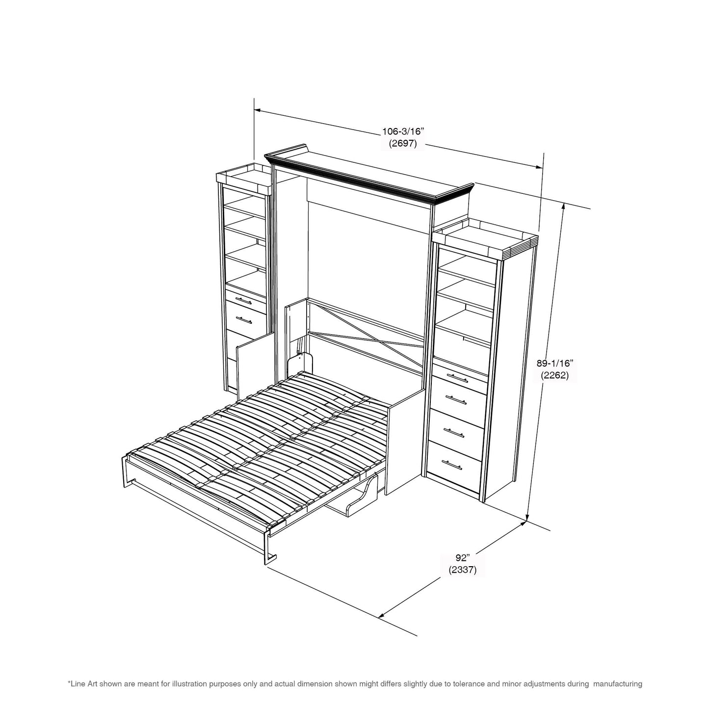 Coventry Full Wall Bed with Desk and 2 Storage Towers