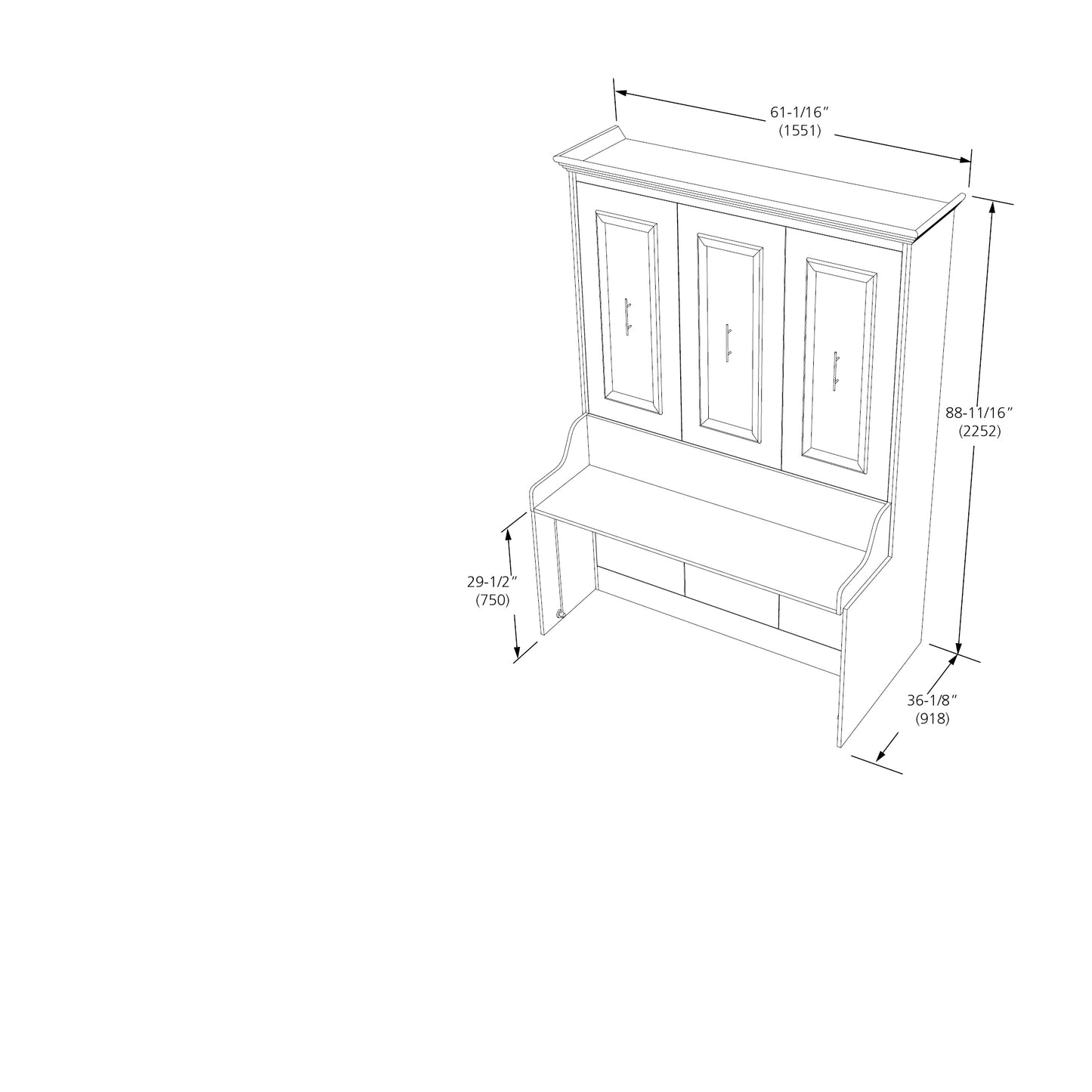 Leto Muro - Coventry Full Wall Bed with Desk in Walnut Finish