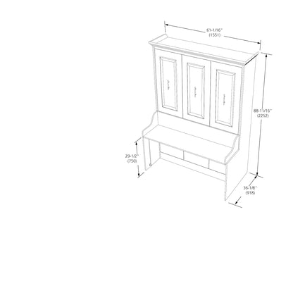 Leto Muro - Coventry Full Wall Bed with Desk in Walnut Finish