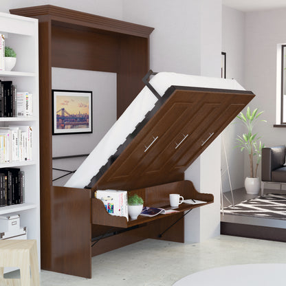 Murphy Bed With Desk & Storage Cabinet, Queen Size, Walnut Coventry by Leto Muro