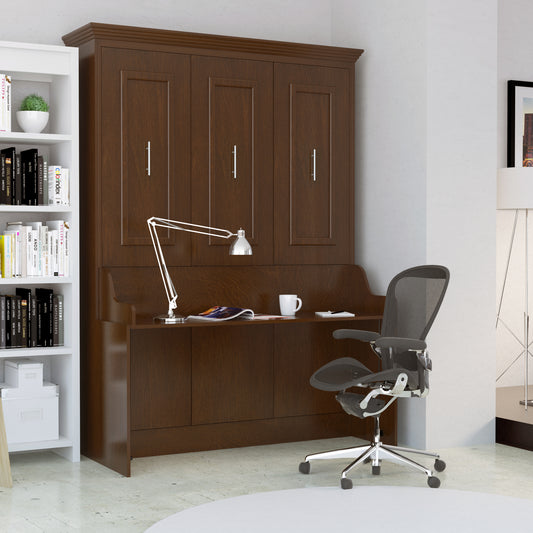 Murphy Bed With Desk, Queen Size, Coventry Walnut by Leto Muro