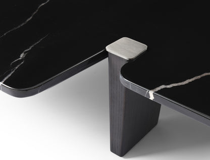 Amora Coffee Table in Black Marble, Brushed Stainless & Smoked Oak by Whiteline Modern Living