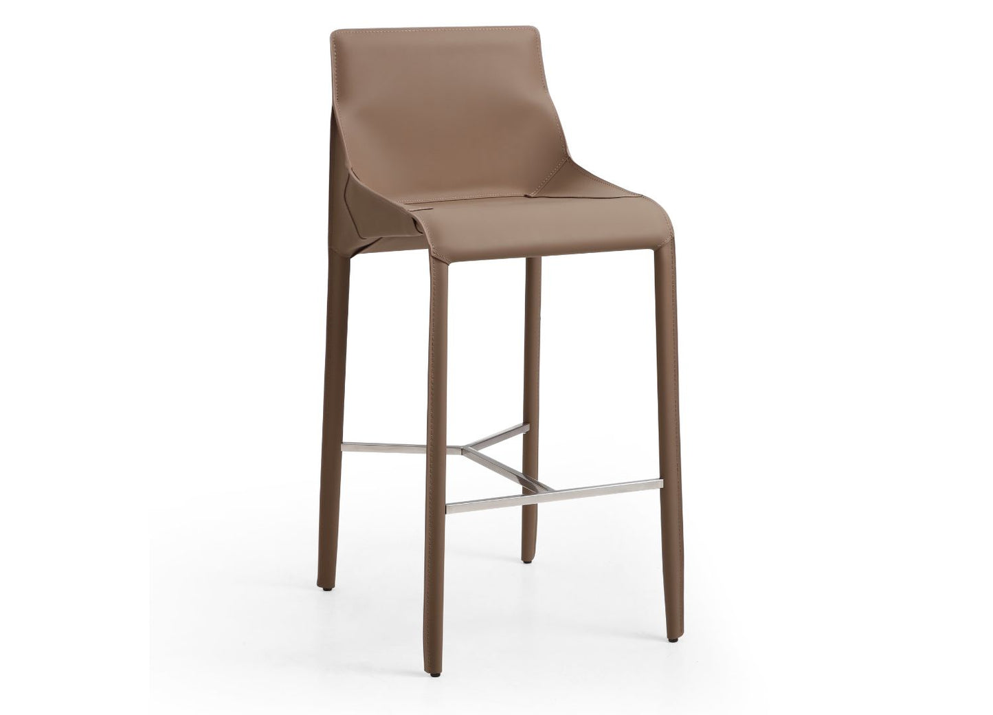 Emory Bar Stool in Grey Eco Leather & Metal Foot Rest by Whiteline Modern Living