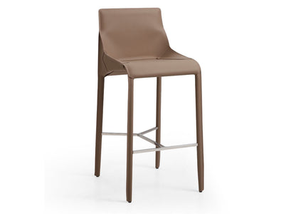 Emory Bar Stool in Grey Eco Leather & Metal Foot Rest by Whiteline Modern Living