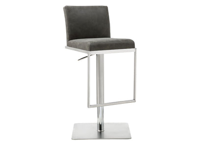 Clay Adjustable Bar Stool in Grey Leatherette & Stainless Steel by Whiteline Modern Living