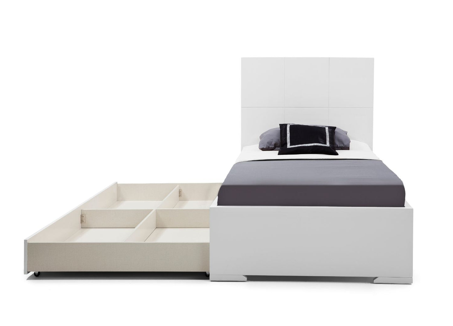 Anna Twin Bed w/ Trundle in High Gloss White by Whiteline Modern Living