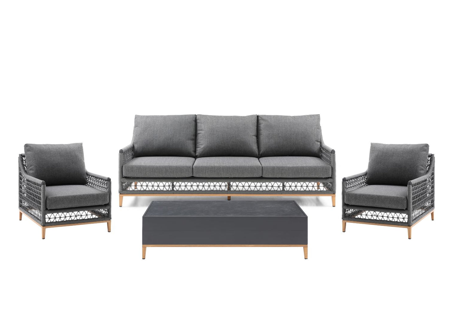 Karen 4 Piece Outdoor Sofa Set in Aluminum & Dark Grey Fabric by Whiteline Modern Living