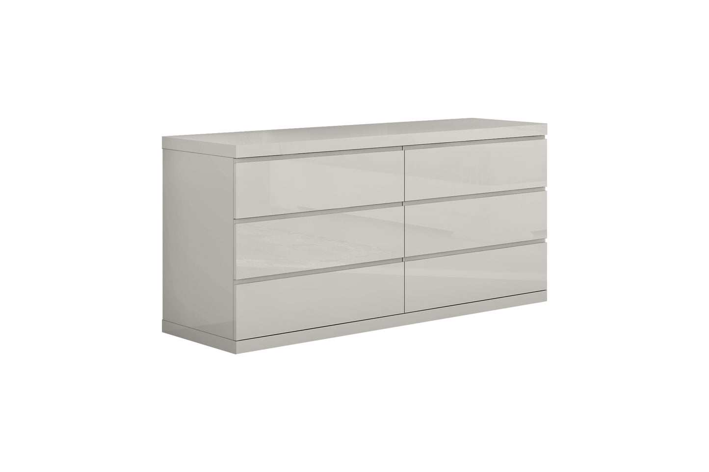 Anna Double Dresser & Mirror Set in High Gloss Light Grey Finish