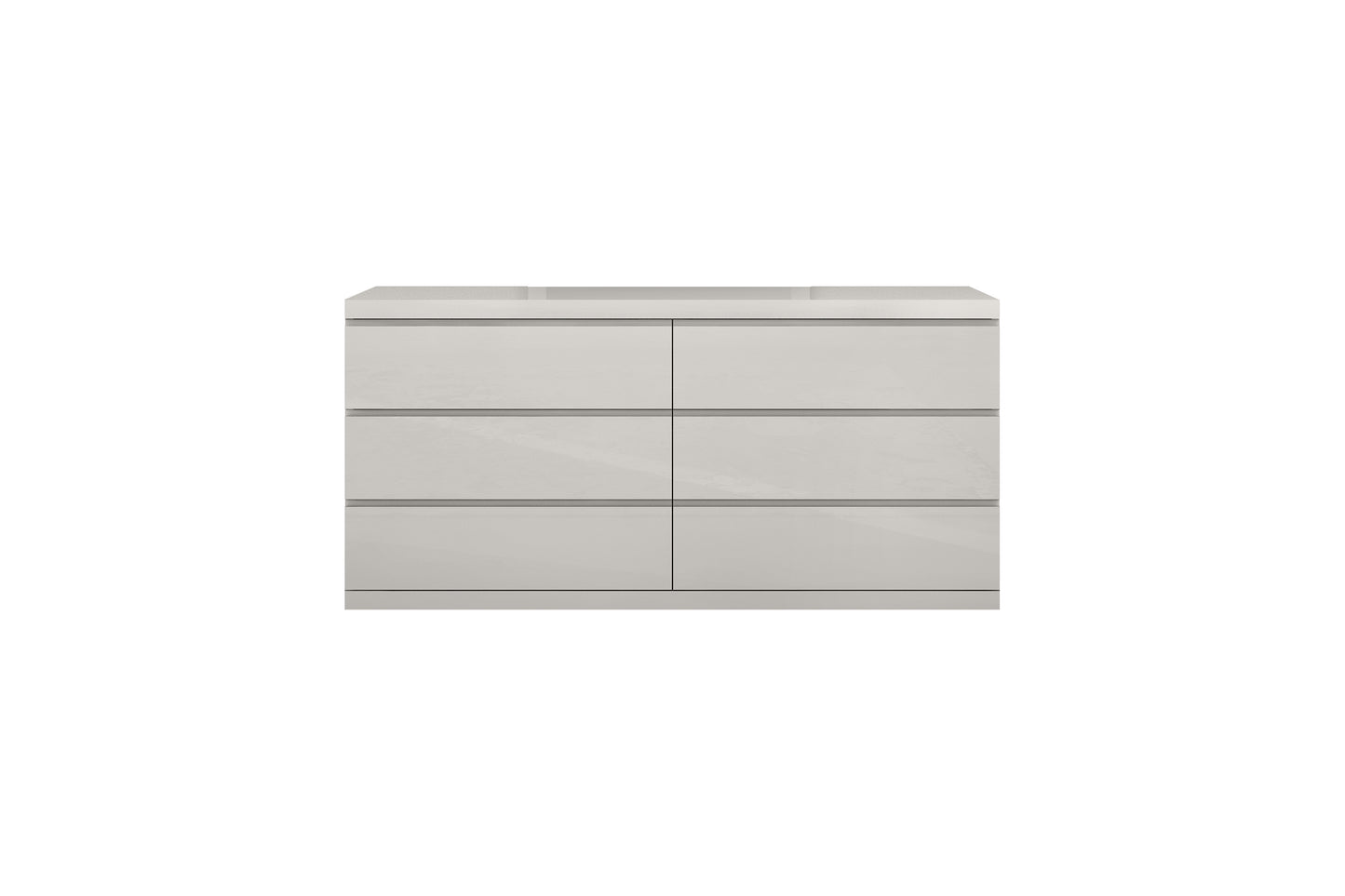 Anna Double Dresser & Mirror Set in High Gloss Light Grey Finish