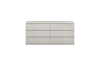 Anna Double Dresser & Mirror Set in High Gloss Light Grey Finish