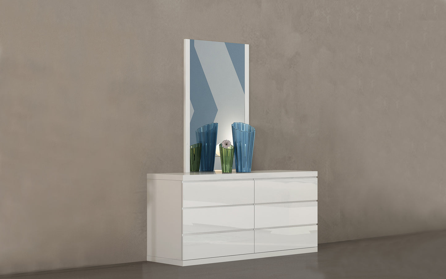 Anna Double Dresser in High Gloss White