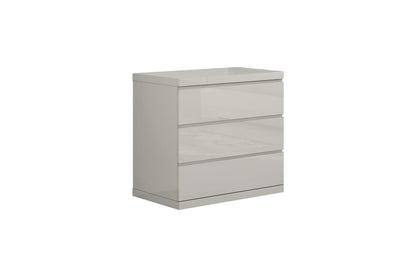 Anna 3 Drawer Single Dresser in High Gloss Light Grey Finish