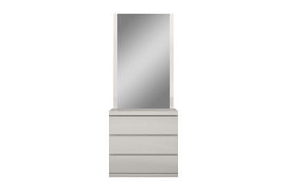 Anna 3 Drawer Single Dresser in High Gloss Light Grey Finish