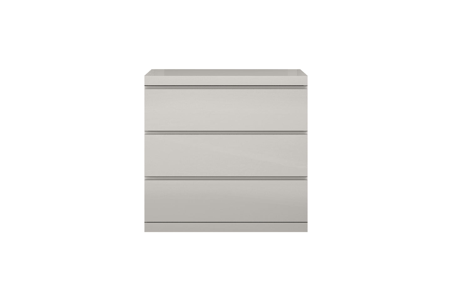 Anna 3 Drawer Single Dresser in High Gloss Light Grey Finish