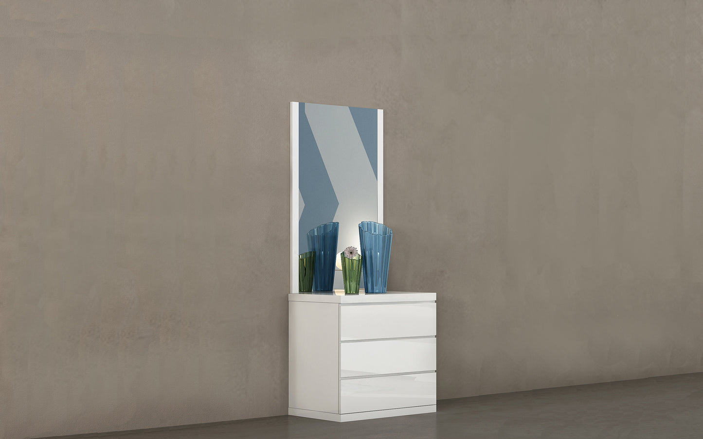 Anna Single Dresser in High Gloss White