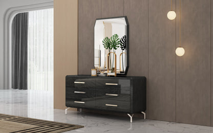 Los Angeles Double Dresser in High Gloss Grey & Stainless Steel