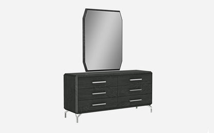 Los Angeles Double Dresser in High Gloss Grey & Stainless Steel