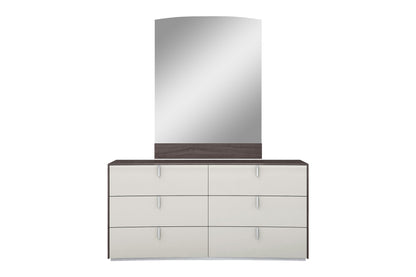 Berlin Dresser & Mirror Set in High Gloss Chestnut Grey & Light Grey Finish