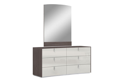 Berlin Dresser & Mirror Set in High Gloss Chestnut Grey & Light Grey Finish