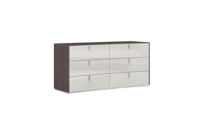 Berlin Dresser & Mirror Set in High Gloss Chestnut Grey & Light Grey Finish