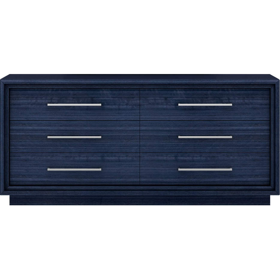 Alexander Dresser & Mirror Set in High Gloss Saphire Blue & Stainless Steel by Whiteline Modern Living