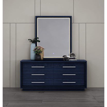 Alexander Dresser & Mirror Set in High Gloss Saphire Blue & Stainless Steel by Whiteline Modern Living