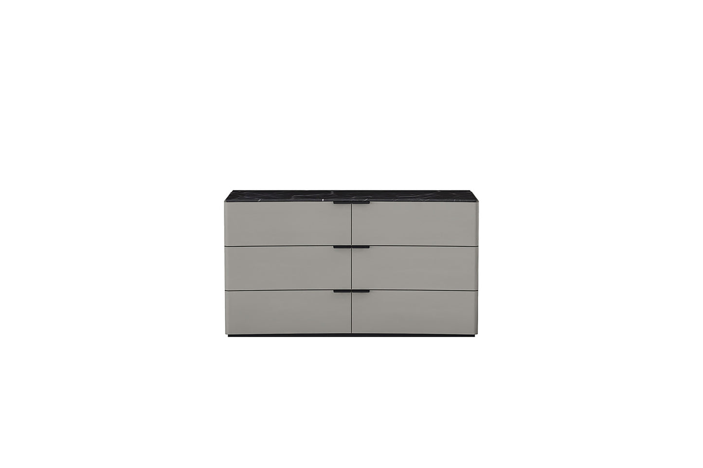 Massimo 6 Drawer Dresser in Light Grey w/ Black & White Marble Texture Lacquer