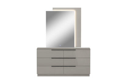 Damien Dresser & Mirror Set in High Gloss Light Grey