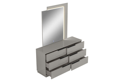 Damien Dresser & Mirror Set in High Gloss Light Grey