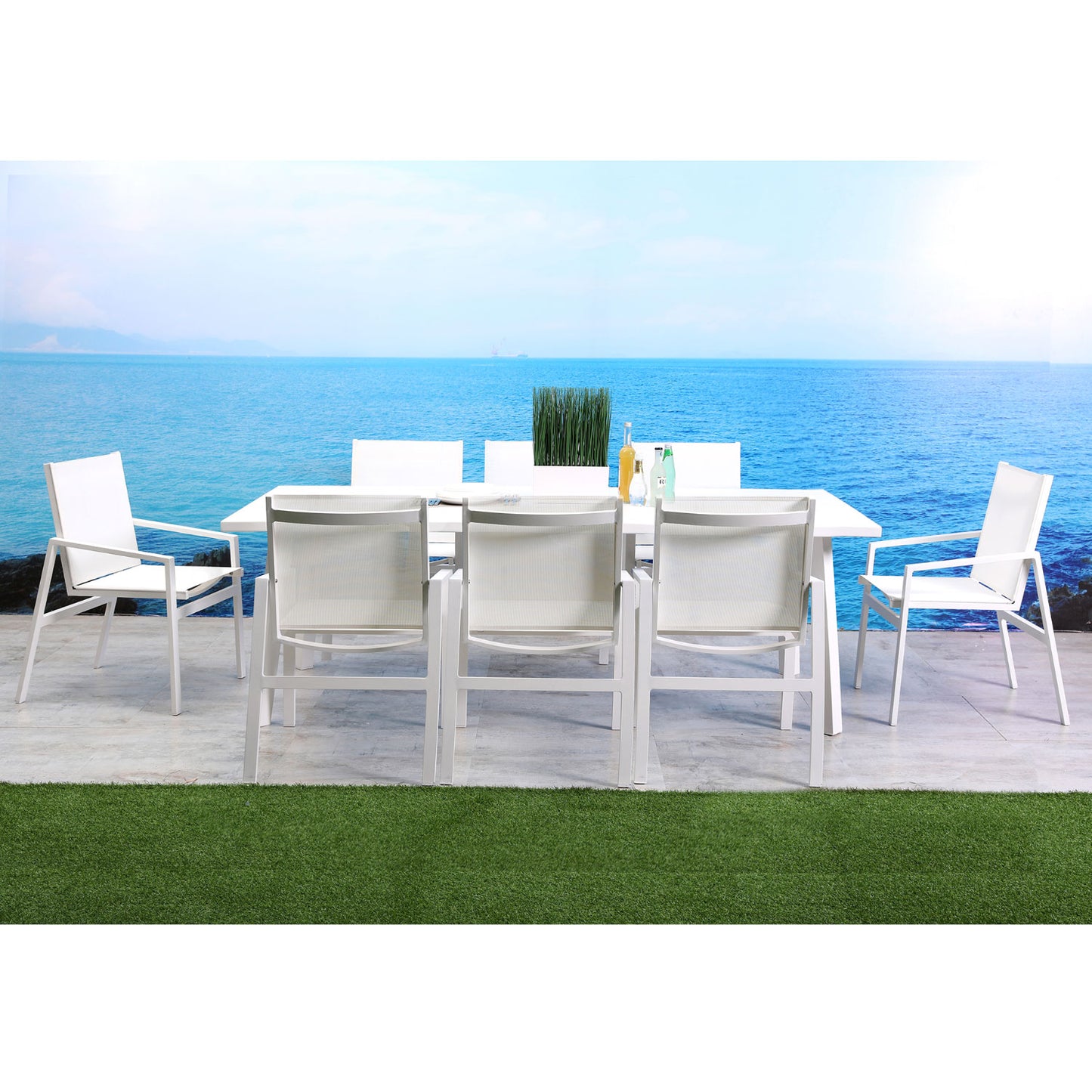 Rio Indoor Outdoor 87" Dining Table in White Aluminum by Whiteline Modern Living